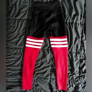 Bombshell sportswear Small red and black sock leggings